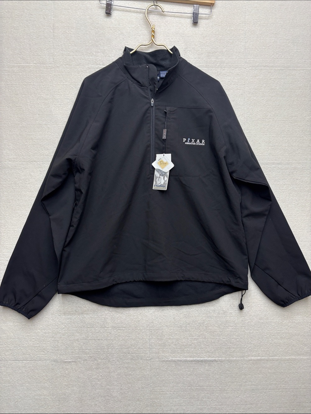 New Landway soft shell large Pixar Black Lightweight Half-Zip Windbreaker Jacket